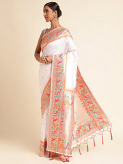 White Color Soft Banarasi Silk Heavy Weaving Saree (Himani-White-sd_at)